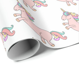 Happy Unicorn Horn Pink Candy Stars Kinderdusche Geschenkpapier