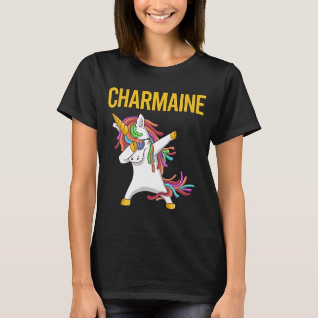 Happy Unicorn - Name Charmaine T-Shirt (Vorderseite)