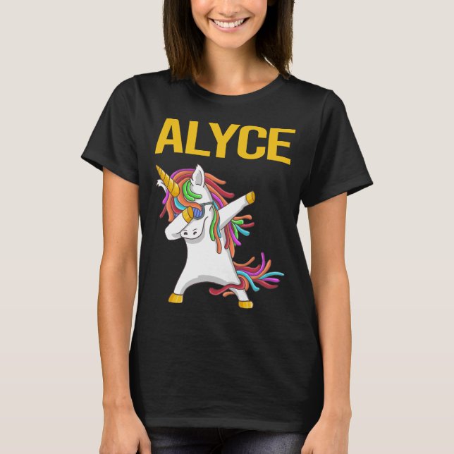 Happy Unicorn - Name der Alyce T-Shirt (Vorderseite)