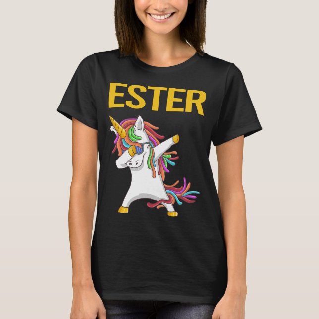 Happy Unicorn - Name des Esters T-Shirt (Vorderseite)