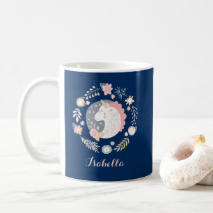 Happy Unicorn Niedliche Personalisierte Marine Tasse