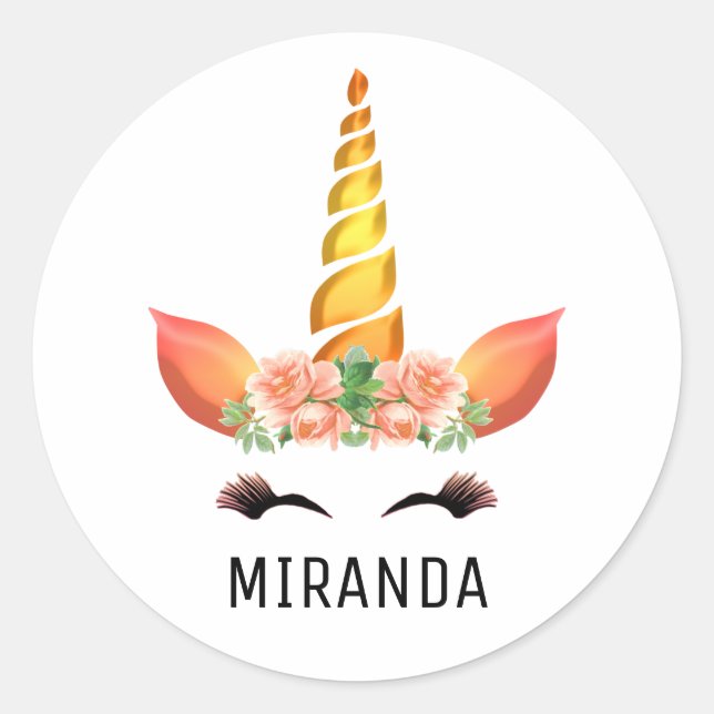 Happy Unicorn Runder Aufkleber (Vorderseite)