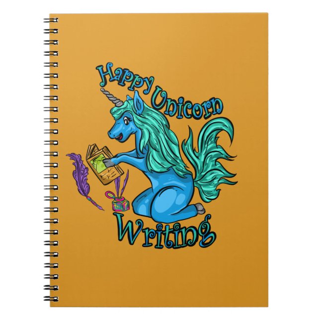 Happy Unicorn Writing Spiral Notebook Notizblock (Vorderseite)