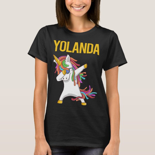 Happy Unicorn - Yolanda Name T-Shirt (Vorderseite)