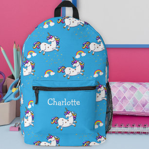 Happy Unicorns in Sky Blue Bedruckter Rucksack