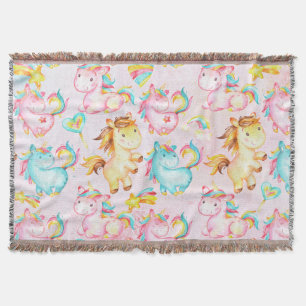 Happy Unicorns Pattern-Einhorn-Liebe in Rosa Decke
