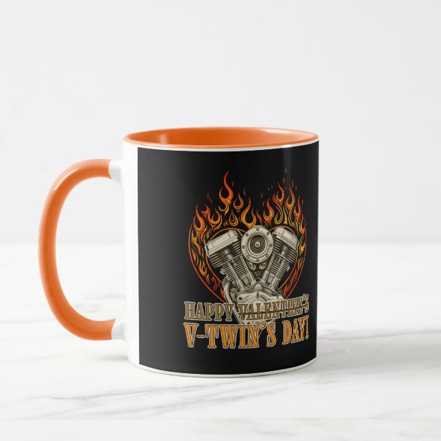 Happy V-Twin’s Day, Anti Valentine, Chopper Lovers Tasse (Links)