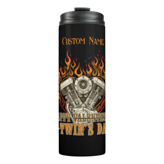 Happy V-Twin’s Day Motorcycle Design Thermosbecher (Vorderseite)