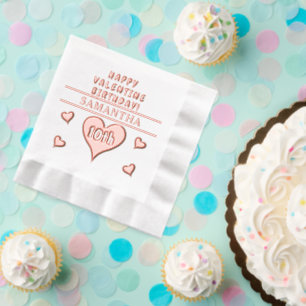 Happy Valentine 10. Geburtstag Herzname Servietten Mit Folie