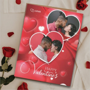 Happy Valentine 2 Foto Collage Red Hearts Feiertagskarte