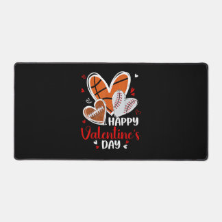 Happy Valentine Baseball Football Basketball Heart Schreibtischunterlage