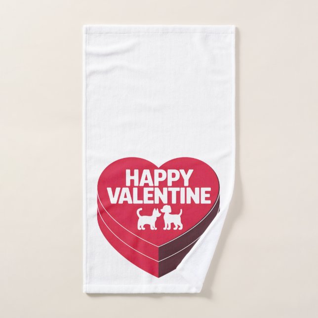 Happy Valentine, Box of Chocs & Furry Silhouette Handtuch (Handtuch)