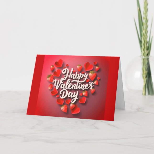Happy Valentine Card Erdbeeren Liebe Karte (Vorderseite)