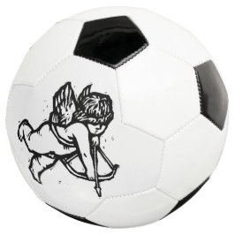 Happy Valentine Cupid Angel Soccer Schwarz-weiß Fußball