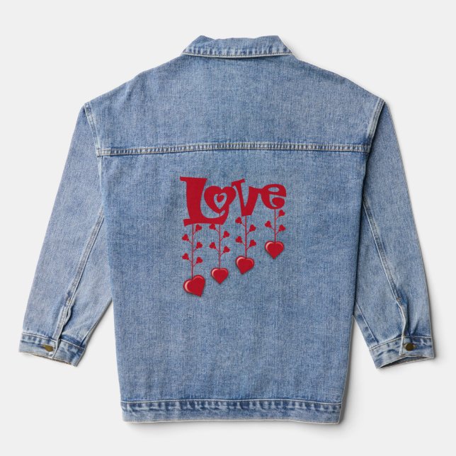 HAPPY VALENTINE DAY 2024 LIEBE ROTES HERZ JEANSJACKE (Rückseite)
