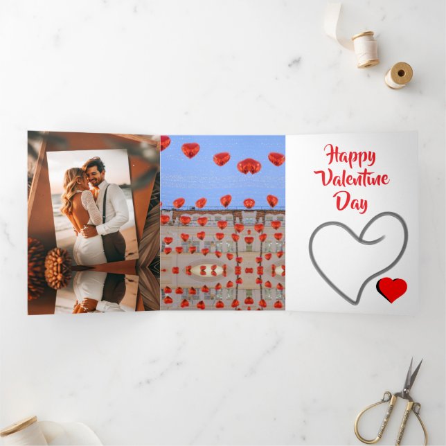 Happy Valentine Day Dreifach Gefaltete Einladung (Innenseite)