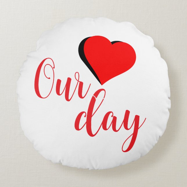 Happy Valentine Day Rundes Kissen (Vorderseite)