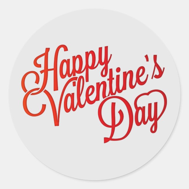 Happy Valentine Day Text Runder Aufkleber (Vorderseite)