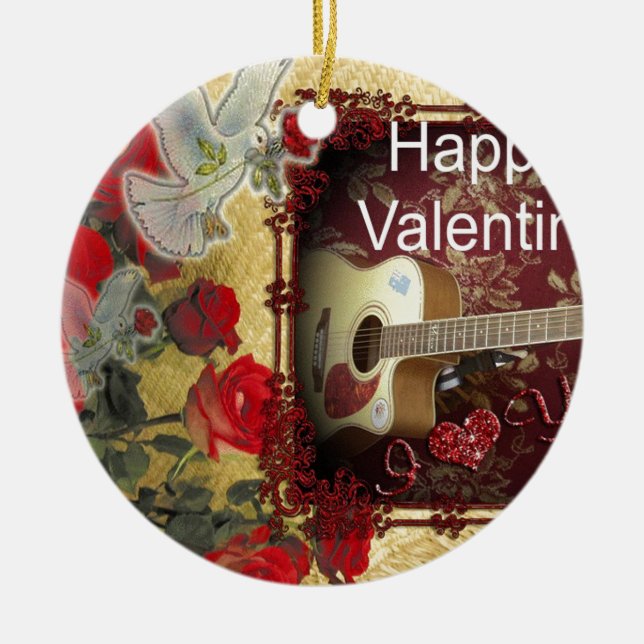 Happy Valentine Day Tunes in meinem Herzen Keramik Ornament (Vorne)