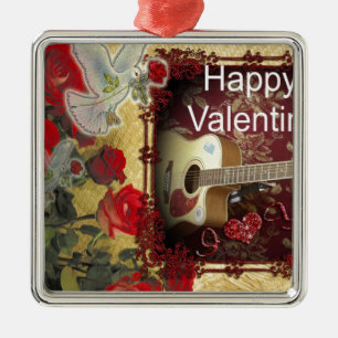 Happy Valentine Day Tunes in meinem Herzen Silbernes Ornament