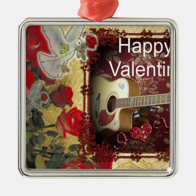 Happy Valentine Day Tunes in meinem Herzen Silbernes Ornament (Vorne)