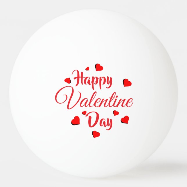 Happy Valentine Day  white Tischtennisball (Vorderseite)