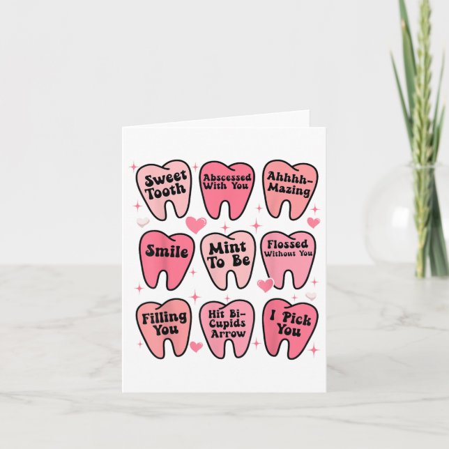 Happy Valentine Dental Dentiste Teeth Tooth Funny Karte (Vorderseite)