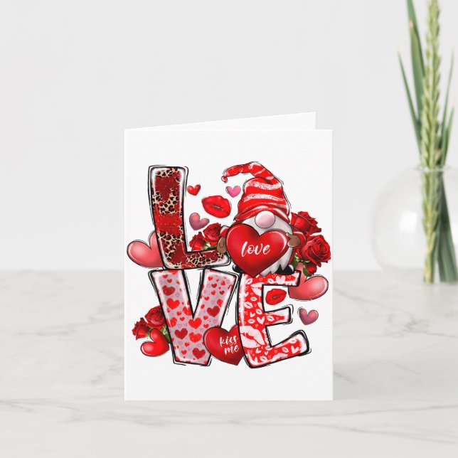 Happy Valentine Gnome Heart Valentine's Day Couple Karte (Vorderseite)