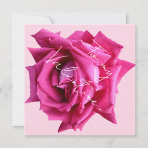 Happy Valentine Hot-Rosa Rose Blütenboho Glam Karte