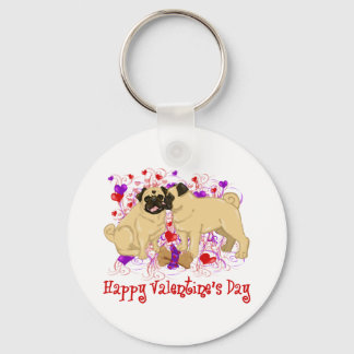 Happy Valentine Mops Küssen T-Shirts Schlüsselanhänger