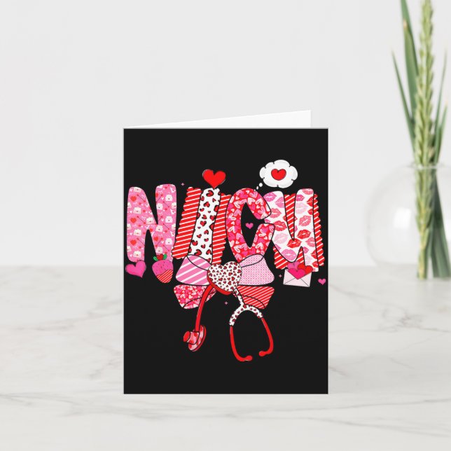 Happy Valentine Nicu Nurse Coquette Bow Heart Girl Karte (Vorderseite)