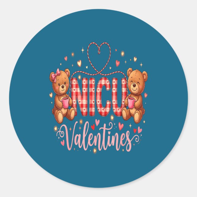 Happy Valentine Nurse Nicu Valentines Day Shirt Nu Runder Aufkleber (Vorderseite)