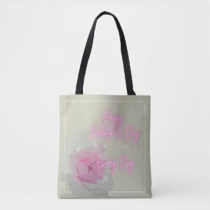 Happy Valentine Peony Pink Gray Text Neon Pink