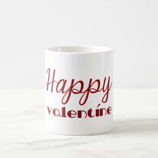Happy Valentine Red Black Cupid Typografie Tasse (Mittel)