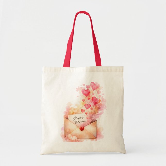 Happy Valentine Romantic Heart Tote Bag Tragetasche (Vorne)