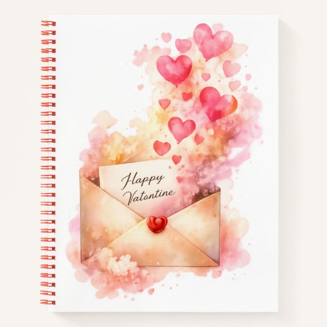 Happy Valentine Romantic Love Notebook Notizbuch (Vorderseite)