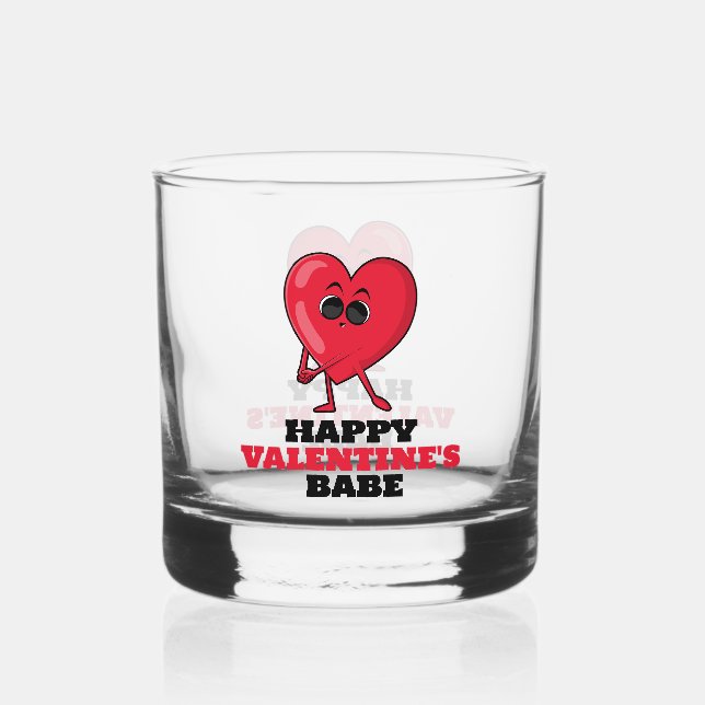 Happy Valentine’s Babe – Cute Heart Design Whiskyglas (Vorderseite)