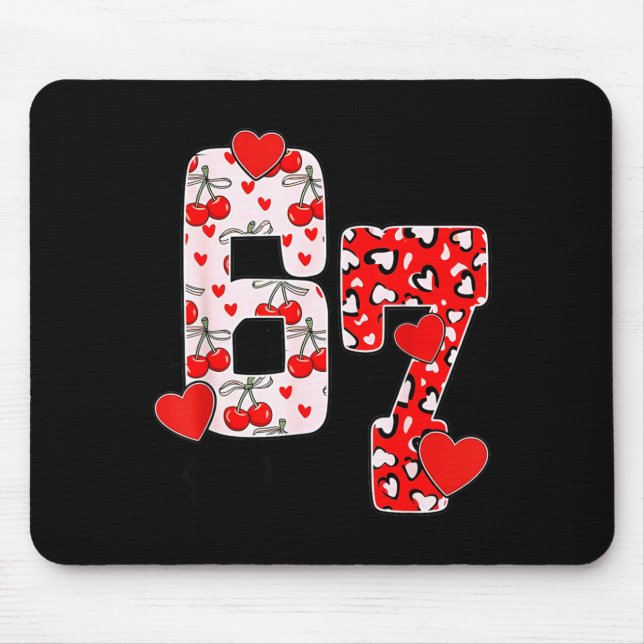 Happy Valentine’s Day 67 Meme Hearts Coquette Bow  Mousepad (Vorne)