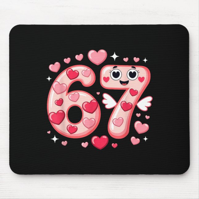 Happy Valentine’s Day 67 Meme Hearts Coquette Bow  Mousepad (Vorne)