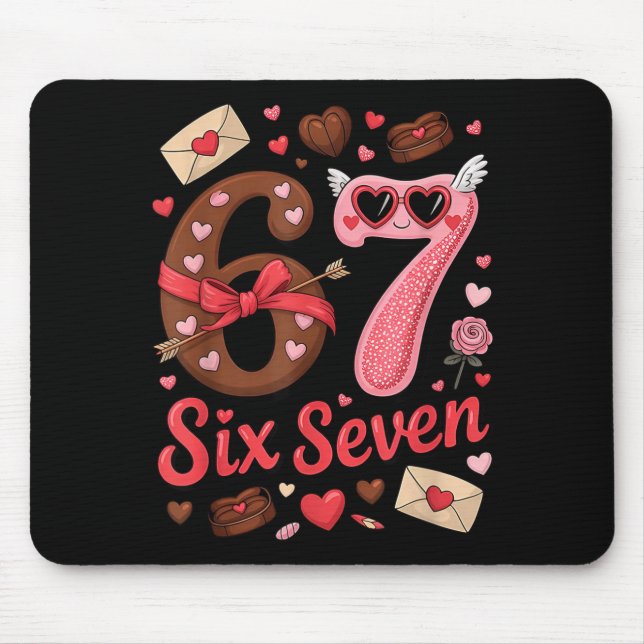 Happy Valentine’s Day 67 Meme Hearts Coquette Bow  Mousepad (Vorne)