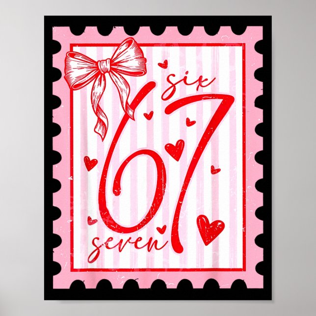 Happy Valentine’s Day 67 Meme Hearts Coquette Bow  Poster (Vorne)