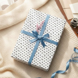 Happy Valentine’s Day Black Heart Design  Geschenkpapier