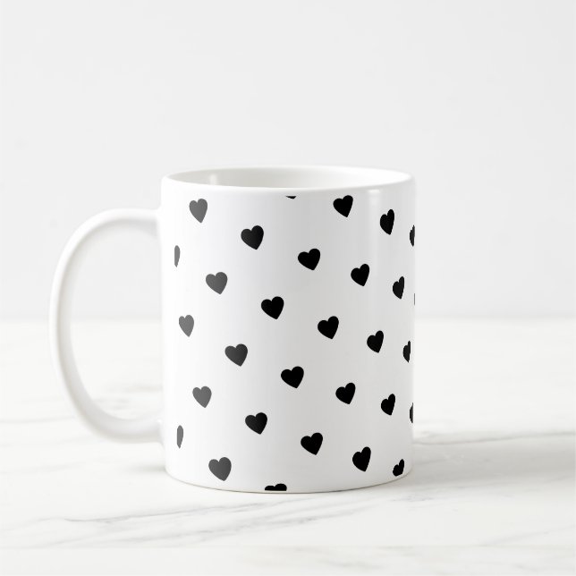Happy Valentine’s Day Black Heart Design  Kaffeetasse (Links)