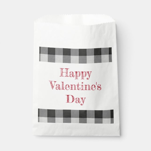Happy Valentine’s Day Buffalo Plaid Classroom Boy Geschenktütchen (Vorderseite)