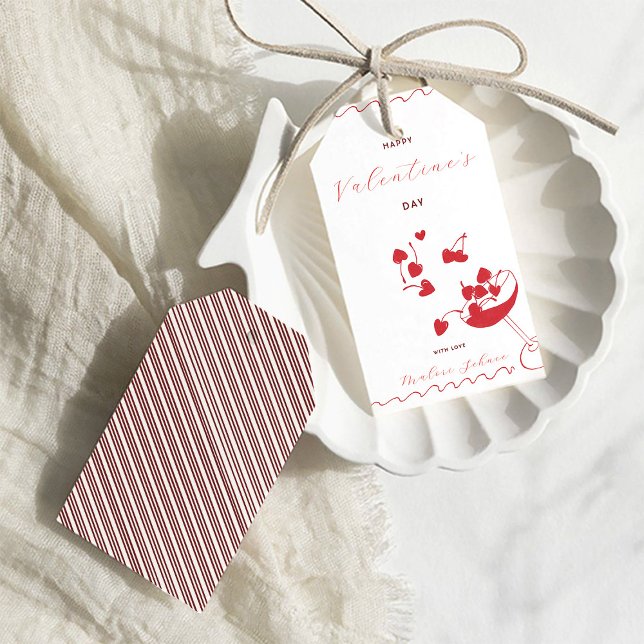 Happy Valentine’s Day – Cherry Hearts in Cocktail  Geschenkanhänger (Von Creator hochgeladen)
