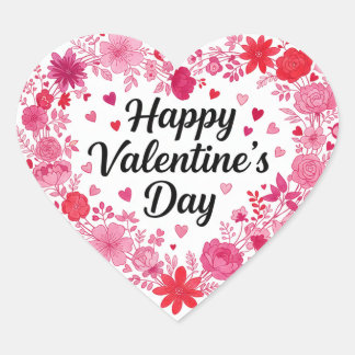 Happy Valentine’s Day Classic Round Heart Sticker 