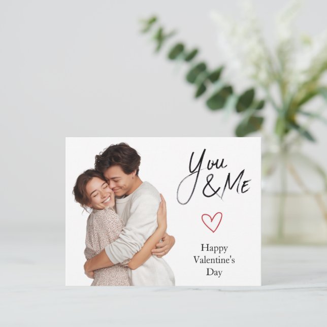 Happy Valentine’s Day – Custom Photo & Text Card Postkarte (Stehend Vorderseite)