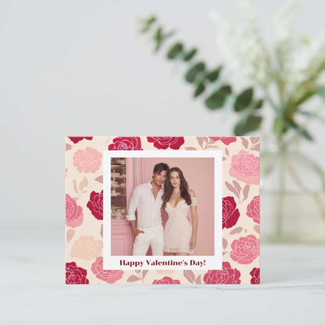 Happy Valentine’s Day – Custom Photo & Text Card Postkarte (Stehend Vorderseite)