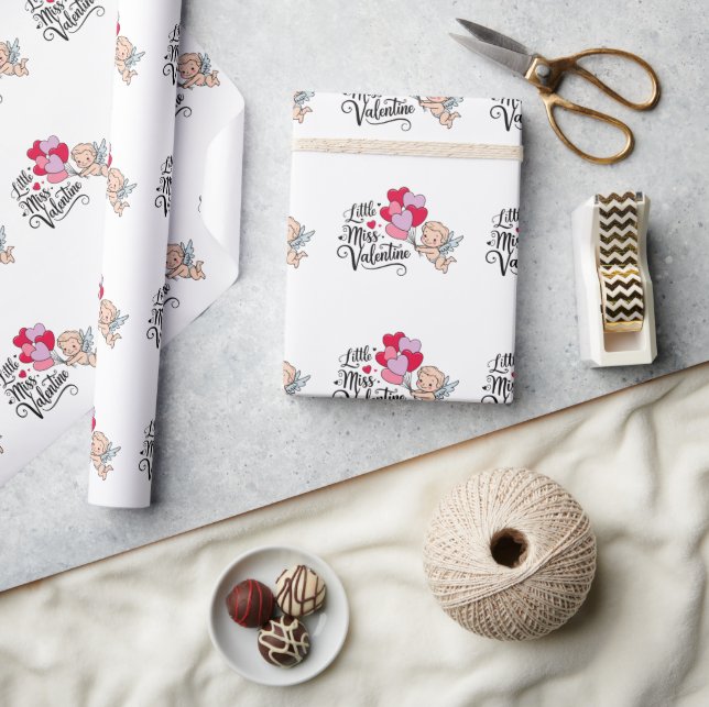 Happy Valentine"s day Cute cupid personalized  Geschenkpapier (Kunsthandwerk)