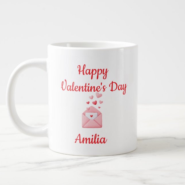 Happy Valentine’s Day Cute Love Mug Jumbo-Tasse (Links)